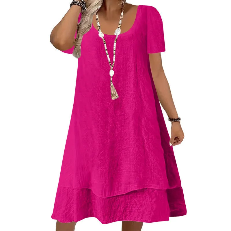 Briellea - Robe femme ample à col rond et manches courtes