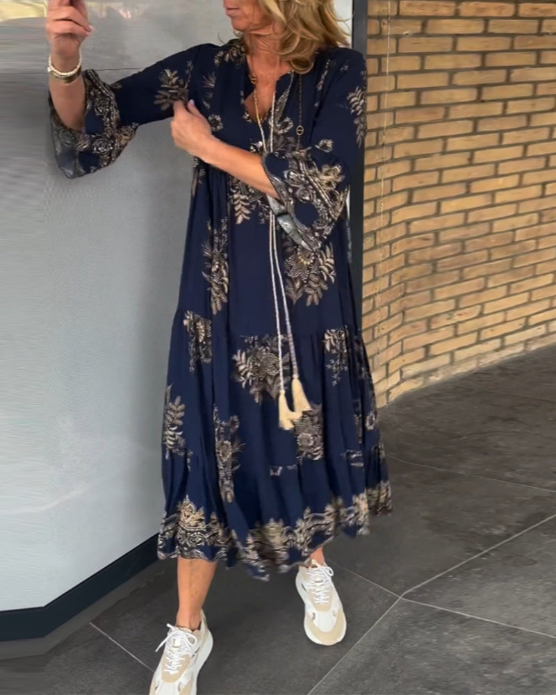 Meline - Robe Vintage Ample à Col V