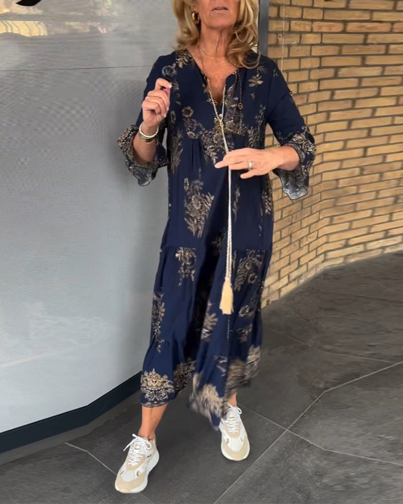 Meline - Robe Vintage Ample à Col V