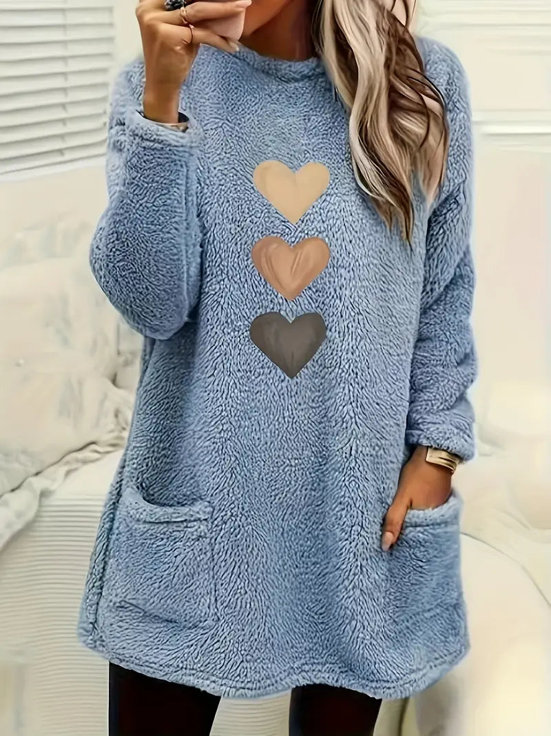 Patrice - Sweatshirt Polaire Cœur Coloré avec Poches