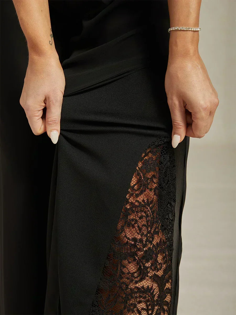 Marilivra - Pantalon À Jambes Droites Avec Fente En Chiffon