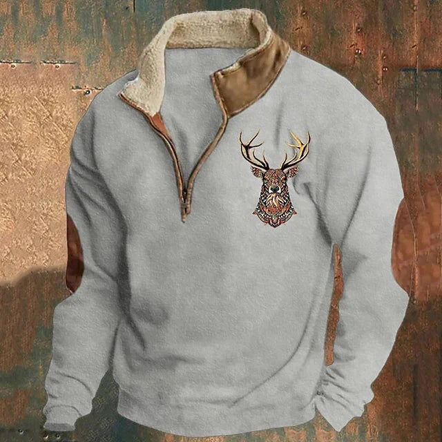 André - Pull chaud pour homme avec détail cerf et coudes renforcés
