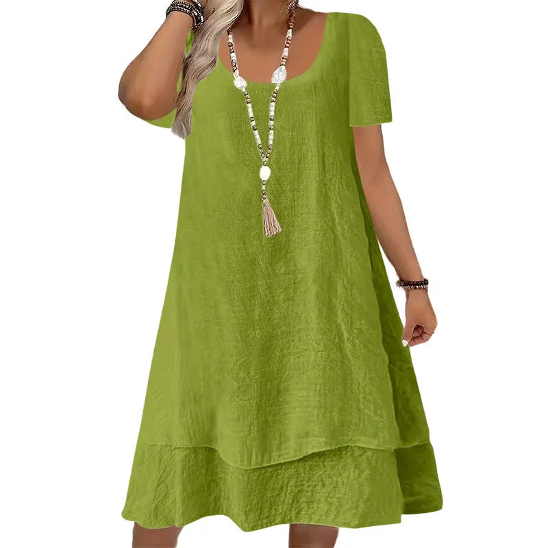 Briellea - Robe femme ample à col rond et manches courtes