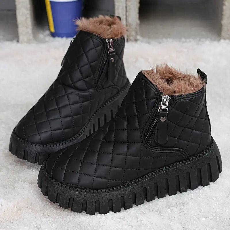 Riviana - Bottes d’hiver pour femme en cuir avec soutien orthopédique