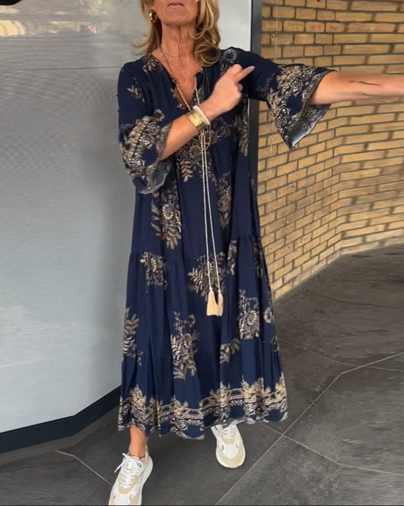Meline - Robe Vintage Ample à Col V