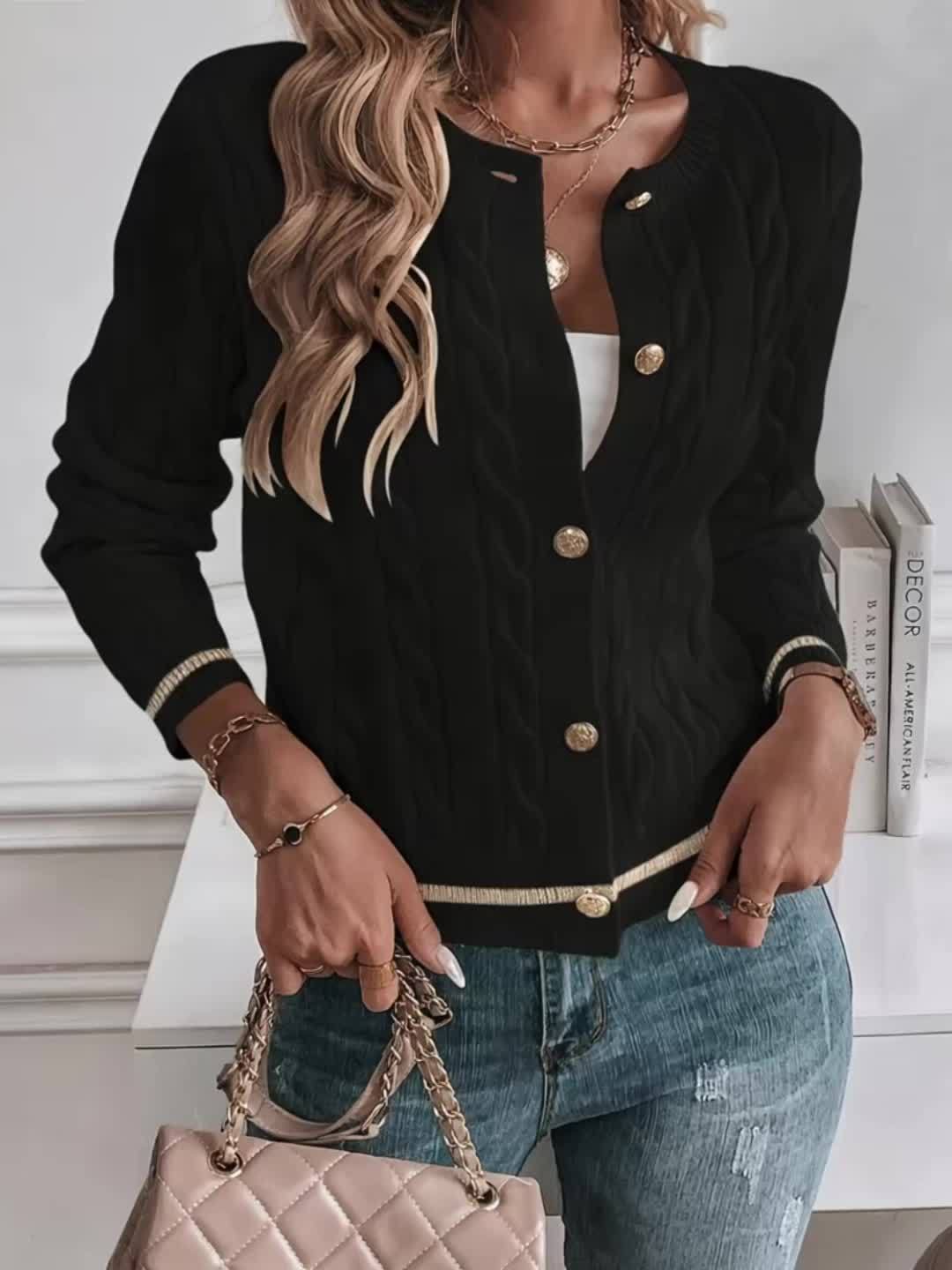 Elvyna - Cardigan Doux Boutonné au Charme Intemporel