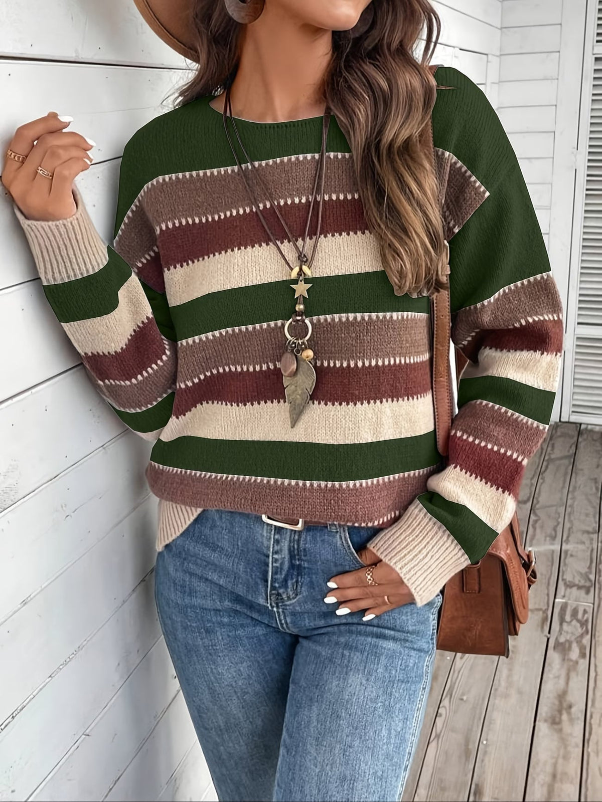 Lucette - Pull femme rayé en maille à manches longues