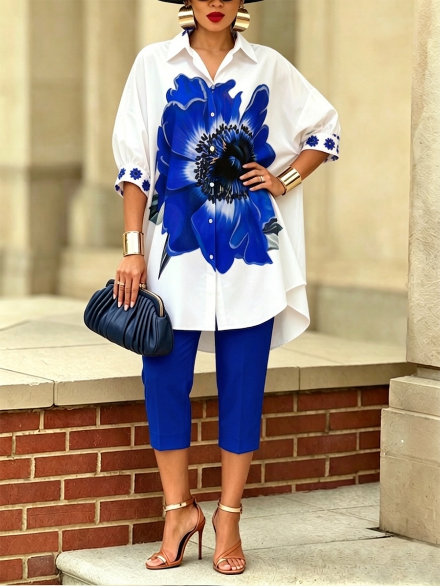 Jexira™ - Top Femme Imprimé Floral avec Pantalon Coupe Ample