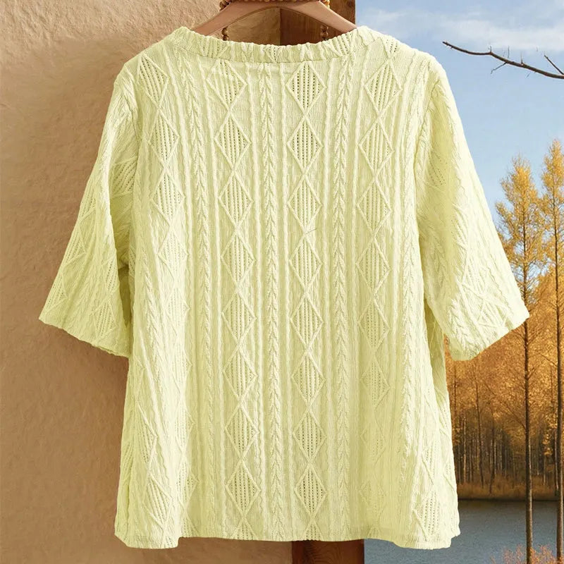 Enora - Cardigan femme tricoté ouvert à manches 3/4