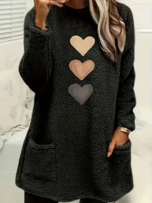 Patrice - Sweatshirt Polaire Cœur Coloré avec Poches