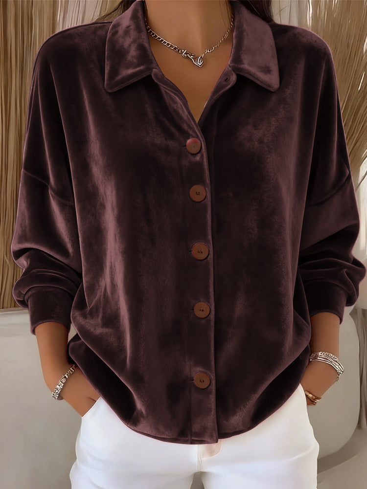 Navyne - Blouse en Velours Élégante à Boutons