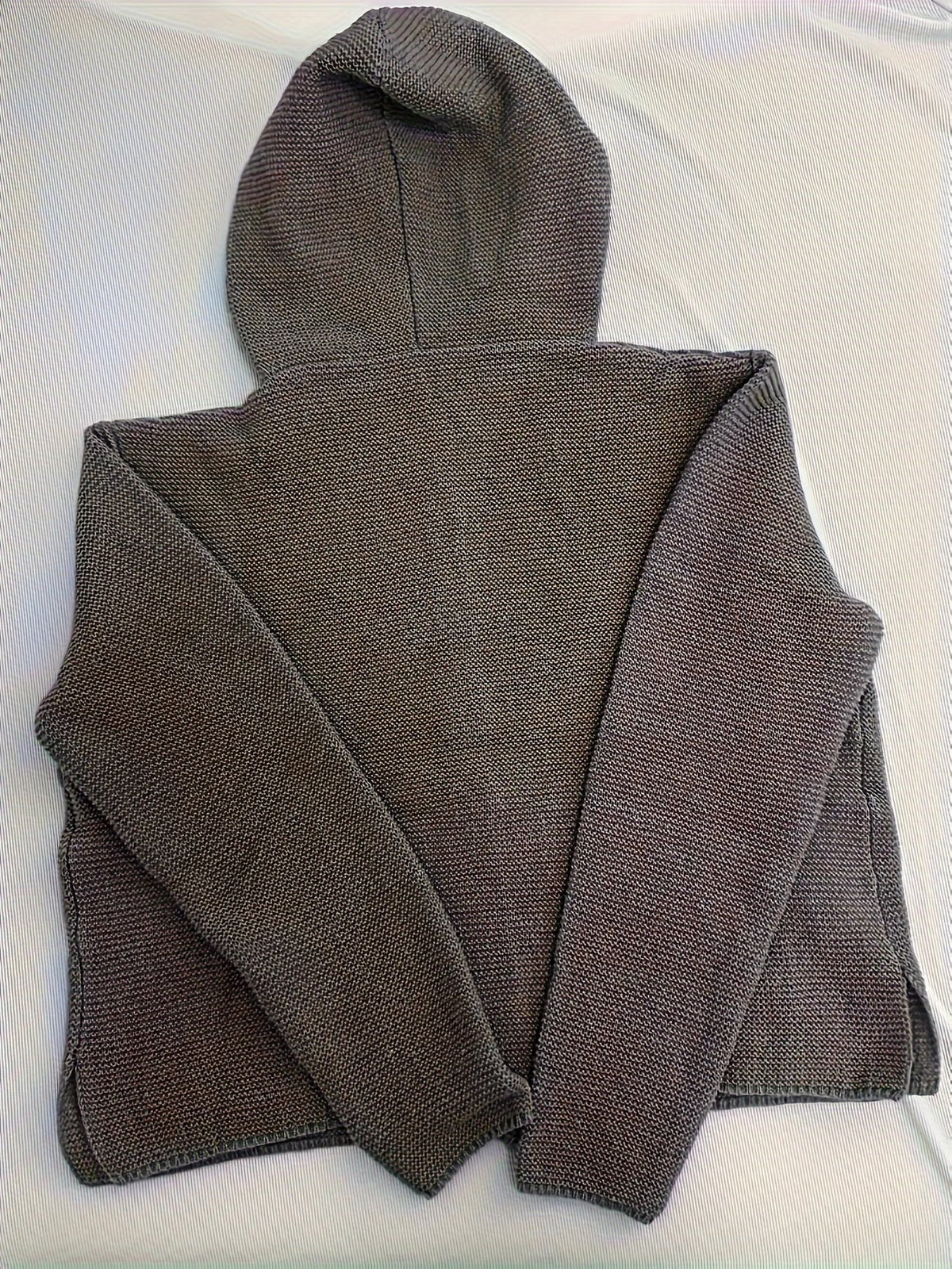 Maëline - Women's chunky knit hooded cardigan with buttons