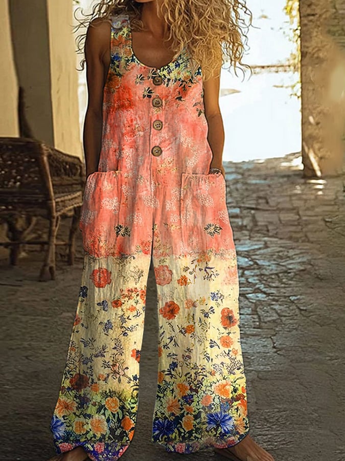 Lunelle - Combinaison Vintage pour Femme avec Motif Floral en Patchwork
