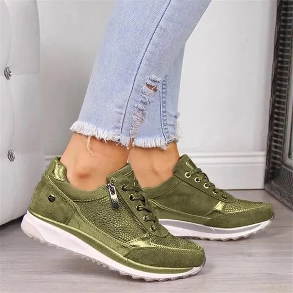 Ellemieke - Baskets femme orthopédiques avec zip latéral