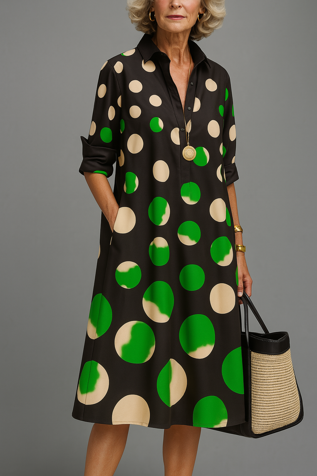 Cireliah - Robe chemise midi femme à pois colorés