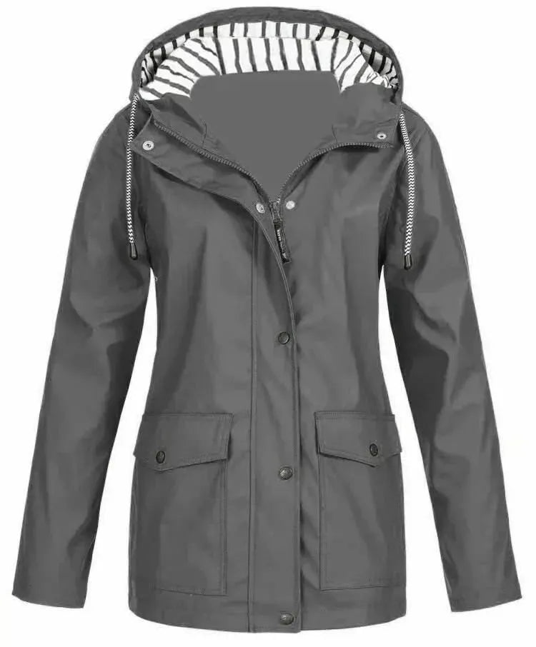 Marjolaine - Veste femme imperméable à capuche avec poches pratiques