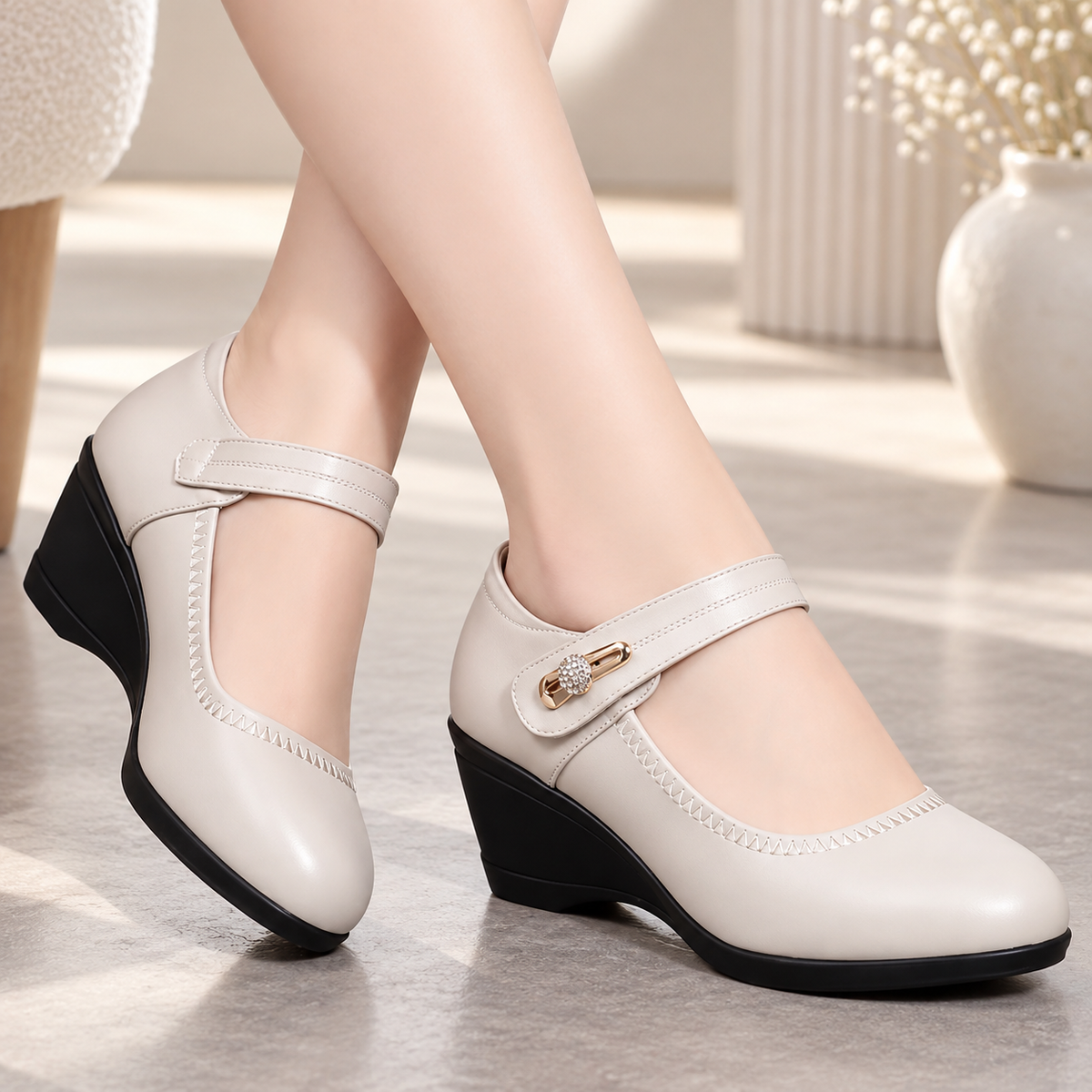 Digna - Chaussures femme compensées confort en cuir