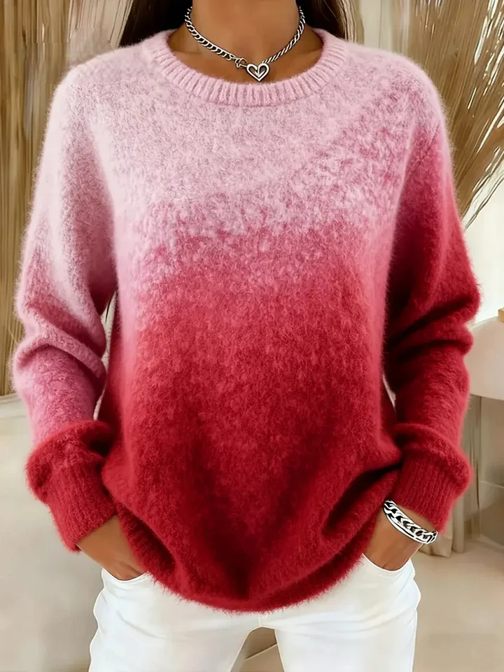 Evelivra – Pull Dégradé En Maille Douce Élégance Décontractée