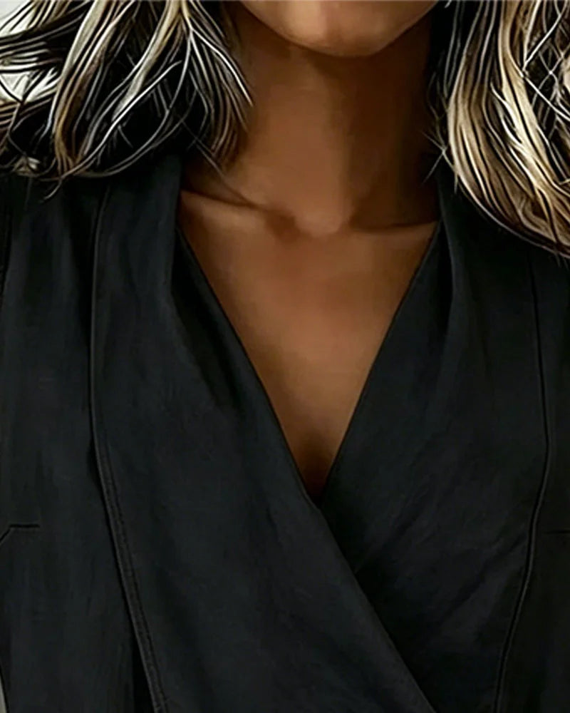Sylethra - Top femme cache-cœur asymétrique sans manches été léger