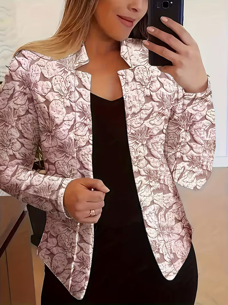 Mylène - Blazer femme floral à col structuré et manches longues