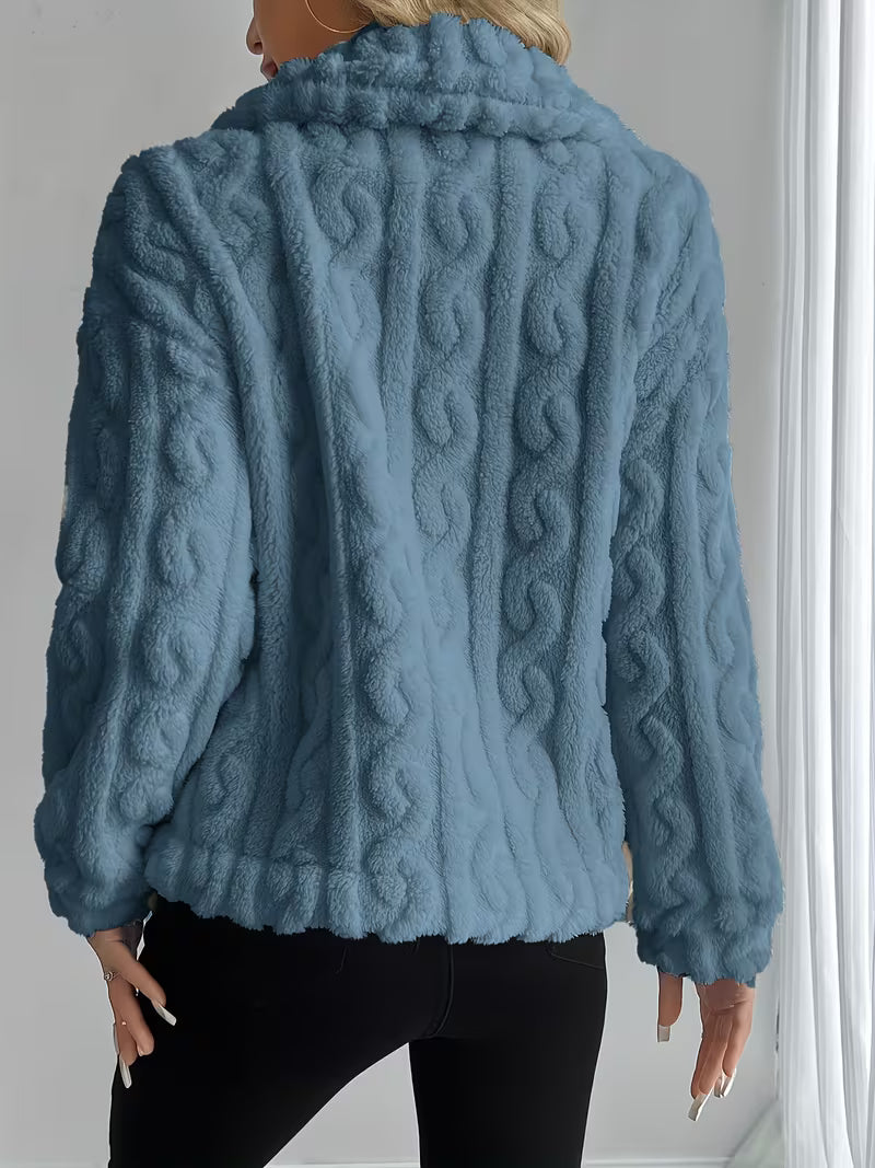 Nelle - Veste teddy femme texturée à boutons