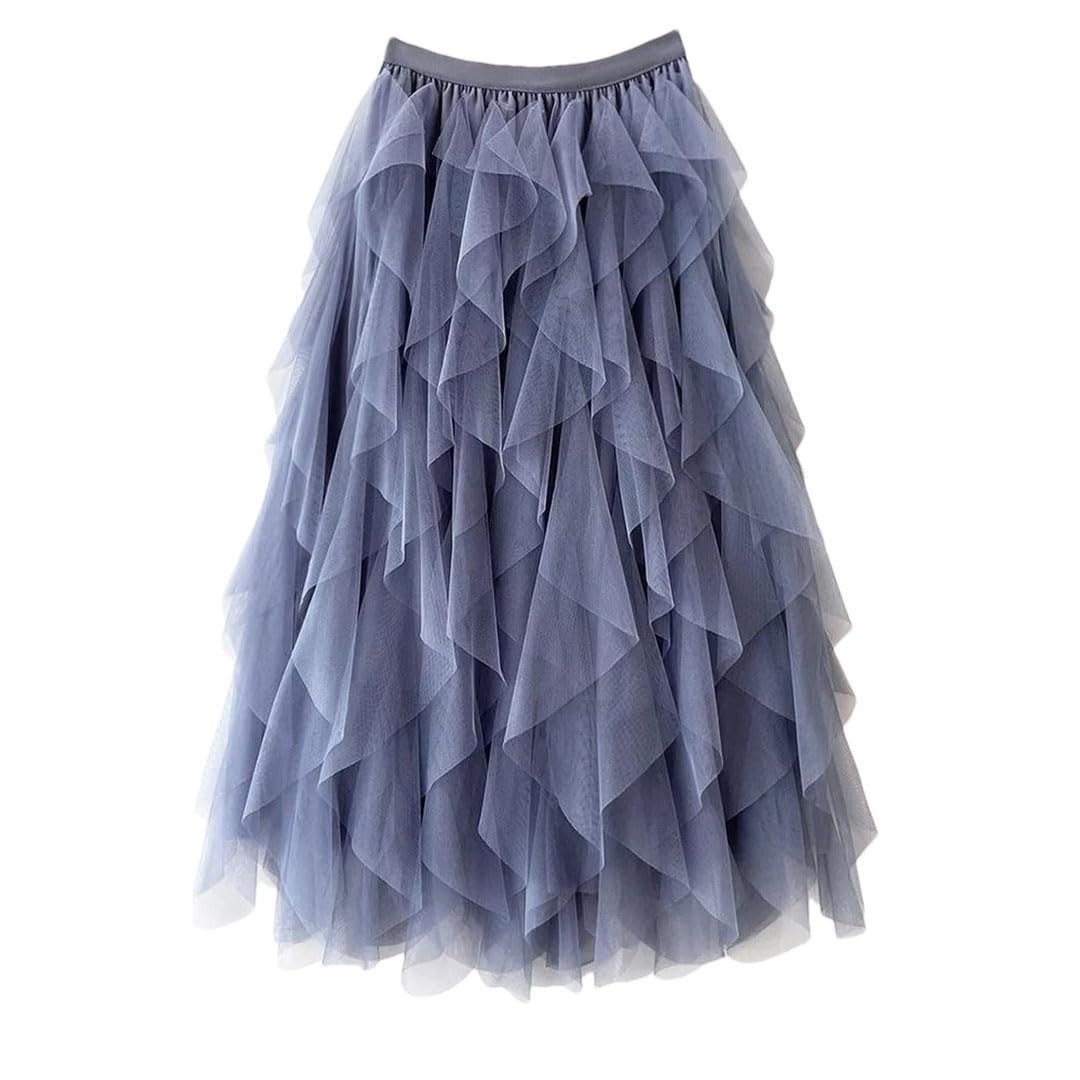 Orlisse - Jupe Femme Évasée à Taille Haute Élastique