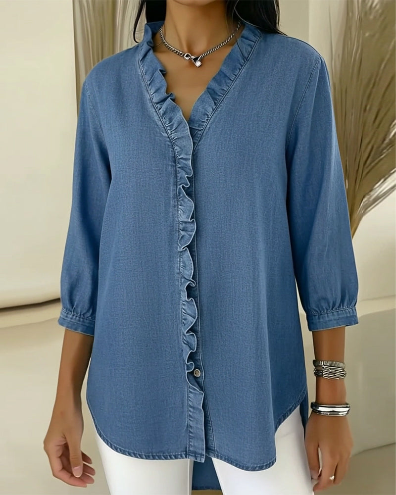 Selyra - Blouse Élégante à Volants Féminins