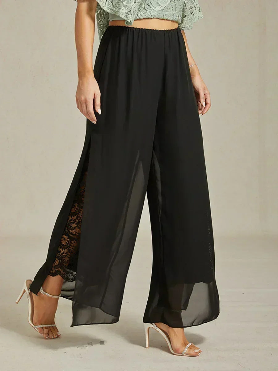Marilivra - Pantalon À Jambes Droites Avec Fente En Chiffon