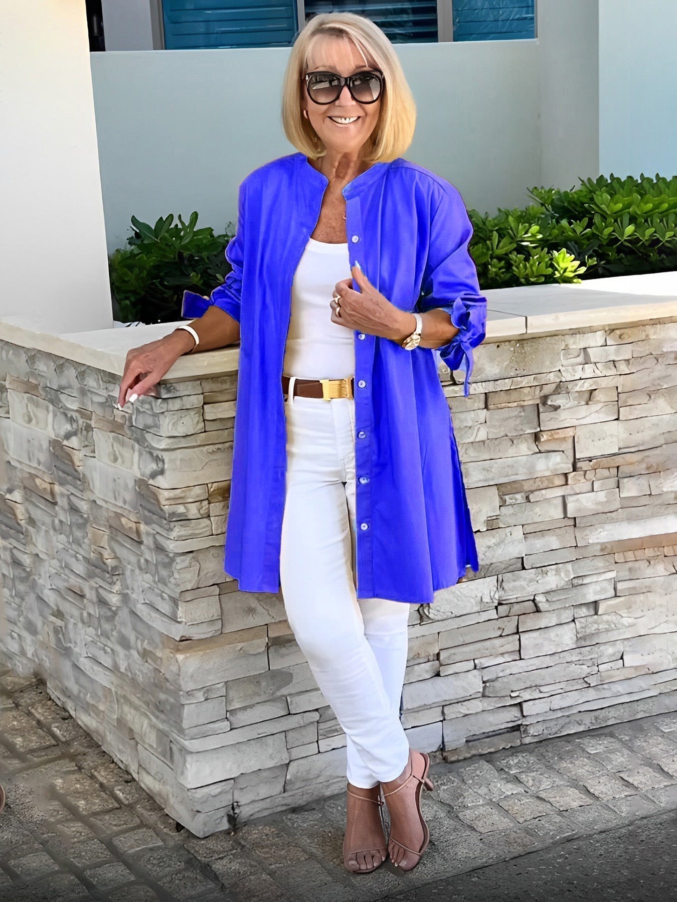Liora - Veste Chemise Longue Boutonnée en Coton (Aujourd'hui seulement : 1 acheté = 1 offert !)