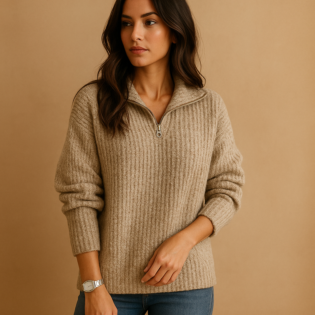 Claire - Chic women’s sweater with half-zip and comfortable fit