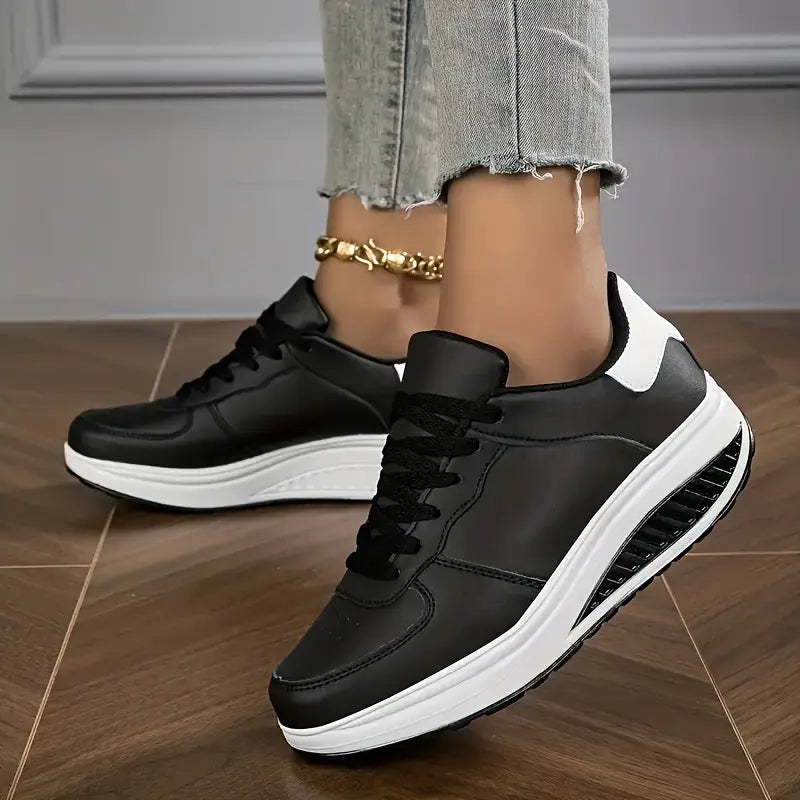 Brelina - Baskets femme plateforme lacets cuir synthétique confort quotidien