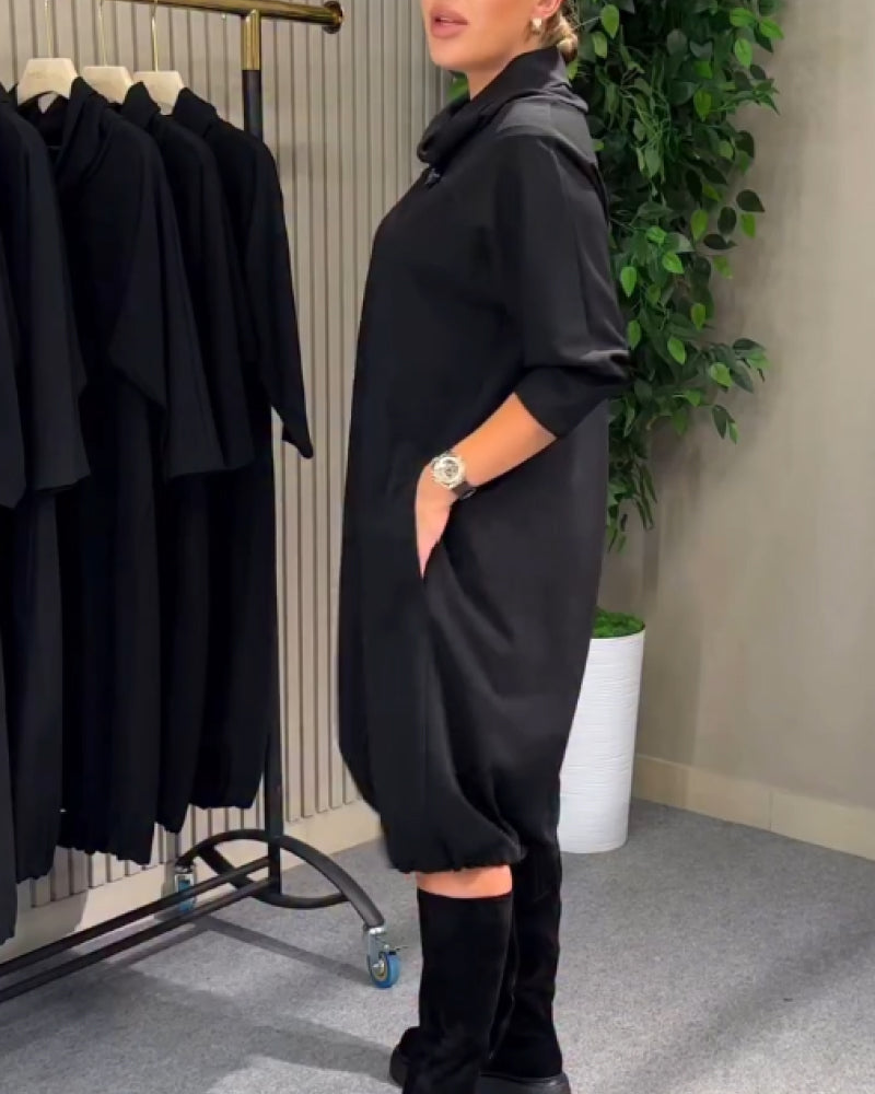 Kaelira - Robe femme à col drapé fluide et poches pratiques