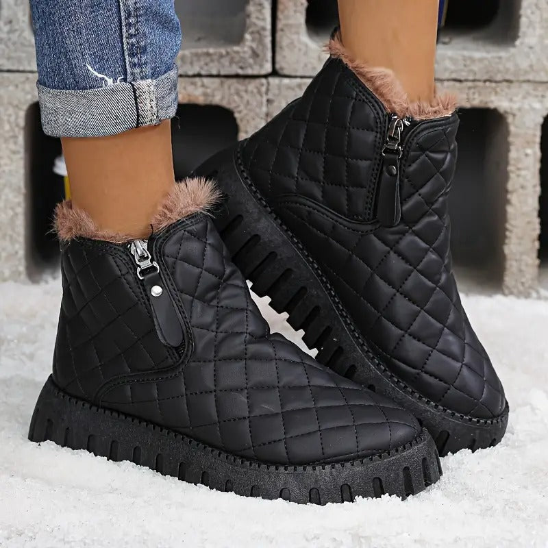 Riviana - Bottes d’hiver pour femme en cuir avec soutien orthopédique