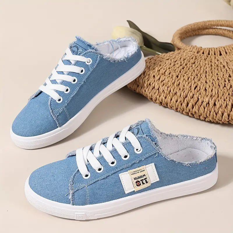 Cyrelia - Chaussures en toile lacées plates tendance et confortables qui vont avec tout