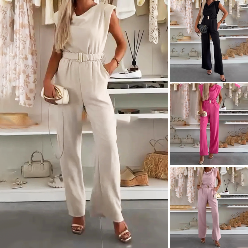 Loxellea - Combinaison Femme Fluide Taille Marquée Élégante Usage Quotidien