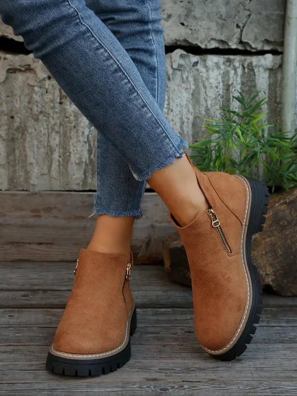 Isanoria - Bottines Confort Femme en Suédine Chic