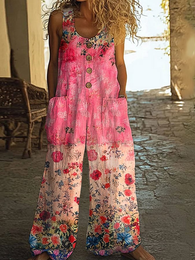Lunelle - Combinaison Vintage pour Femme avec Motif Floral en Patchwork