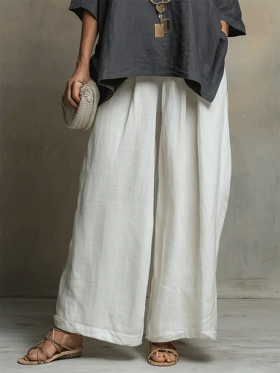 Tyvella - Ensemble Femme Lin Deux Pièces Coupe Ample Pantalon Fluide