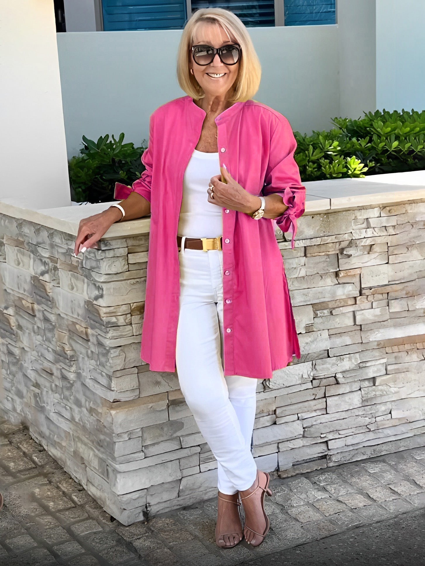 Liora - Veste Chemise Longue Boutonnée en Coton (Aujourd'hui seulement : 1 acheté = 1 offert !)