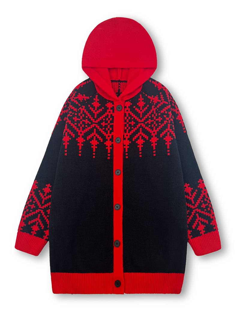 Isaralisse - Manteau Oversized En Tissu À Motifs D’Hiver