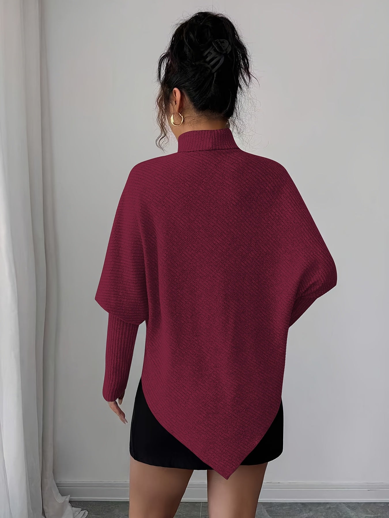 Ilyssa - Pull Asymétrique Col Montant Élégance Moderne