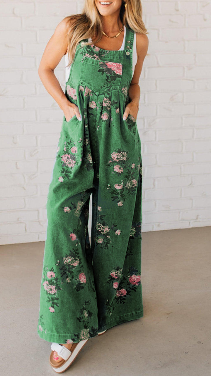 Elaria - Combinaison en Jean pour Femme avec Imprimé et Poches
