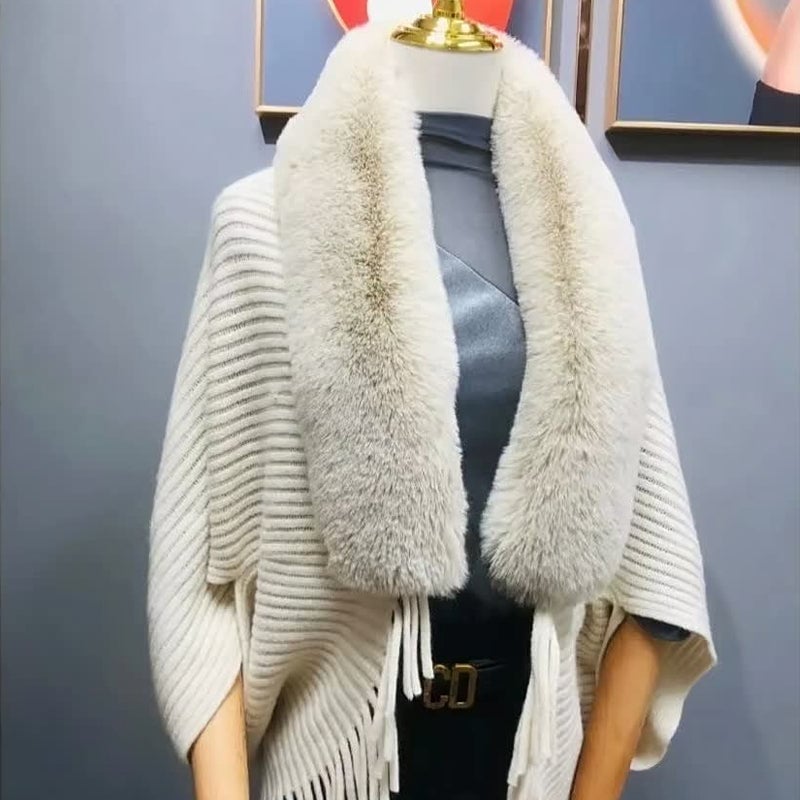 Martine - Châle élégant en fourrure de lapin pour un hiver luxueux