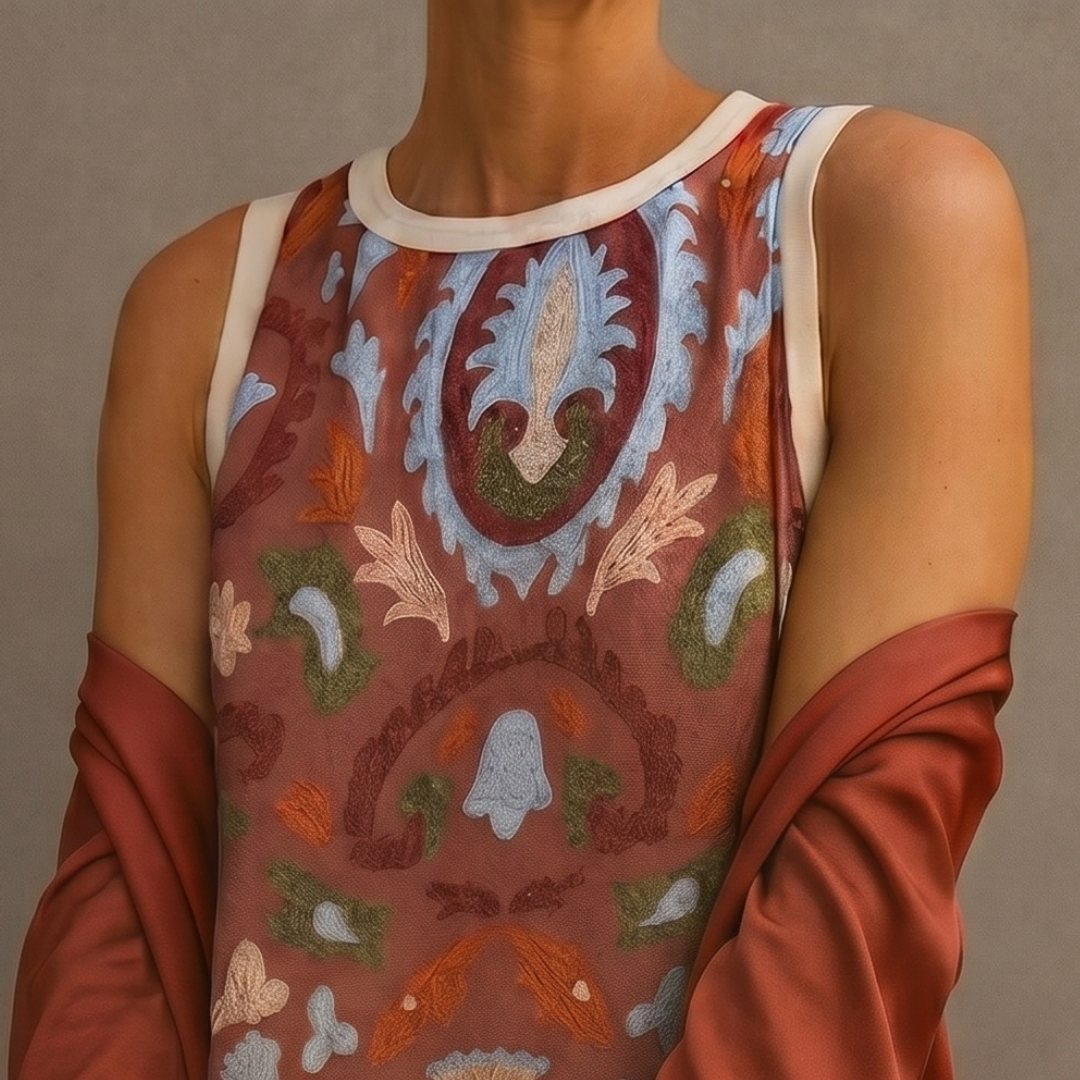 Dorynna - Ensemble femme robe longue imprimée avec gilet coordonné
