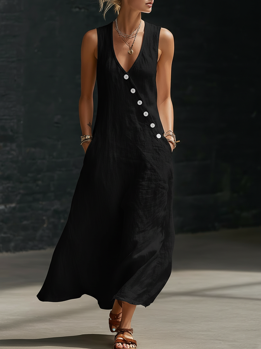 Fazira - Robe Femme Maxi Boutonnée Coupe Fluide Confort Quotidien
