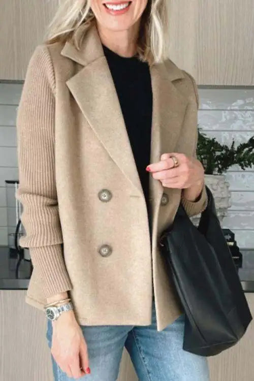 Augustine - Manteau Décontracté à Col avec Manches Patchwork