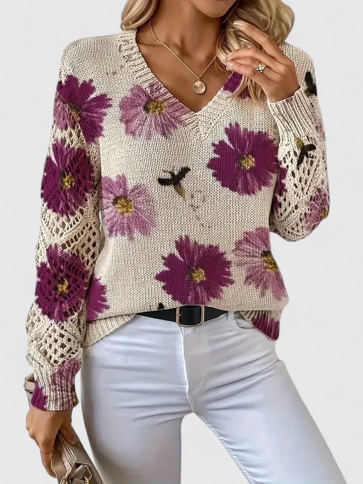 Marisavina -  Pull Floral Vintage Élégant