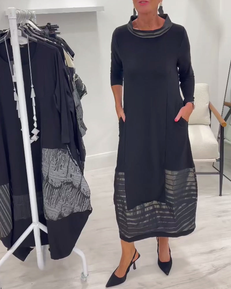 Doralynae - Robe Élégante à Panneaux Contrastés