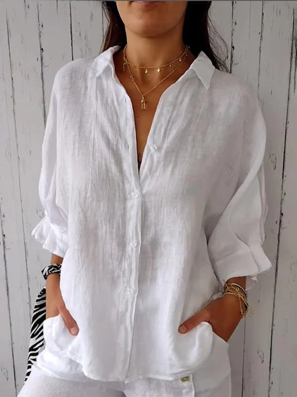 Delphira - Chemise en coton et lin nouée dans le dos