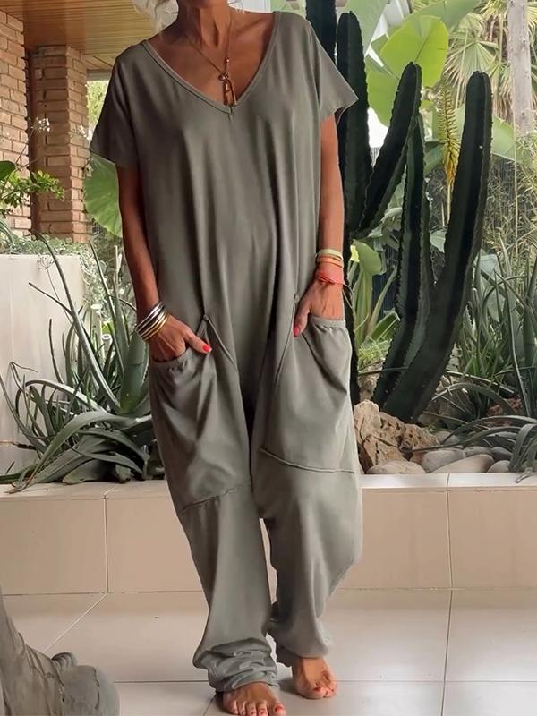 Zaria - Combinaison Élégante à Col V : Un Style Simple, Sophistiqué et Polyvalent